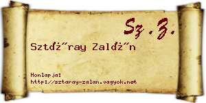 Sztáray Zalán névjegykártya